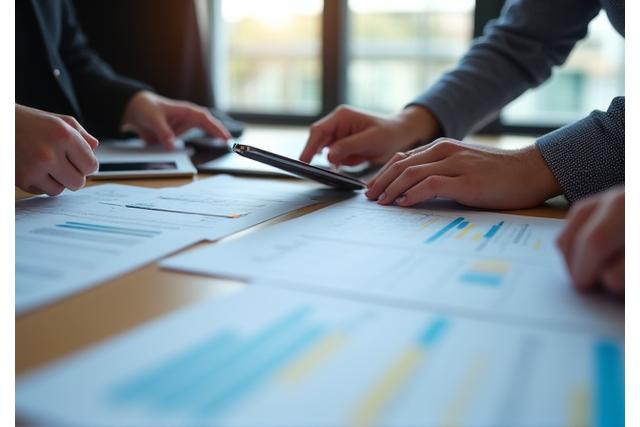 Personne déchiffrant des documents complexes avec l'aide d'un consultant